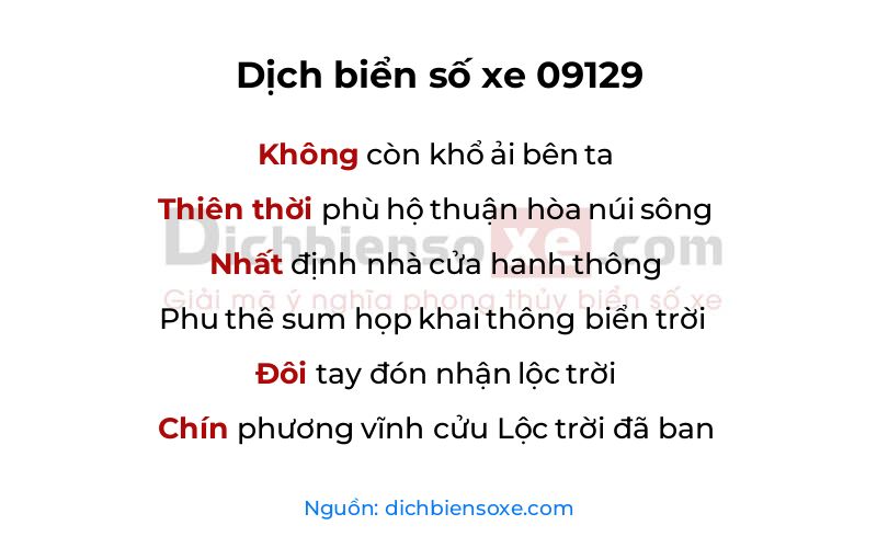 Dịch thơ biển số 09129