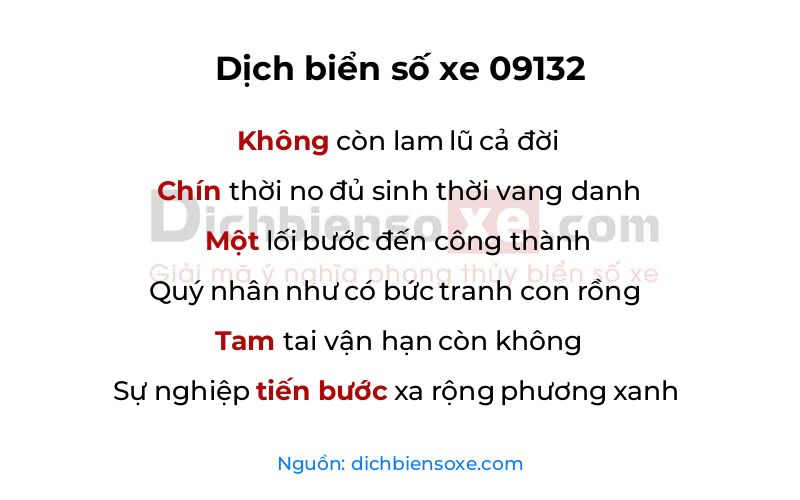 Dịch thơ biển số 09132