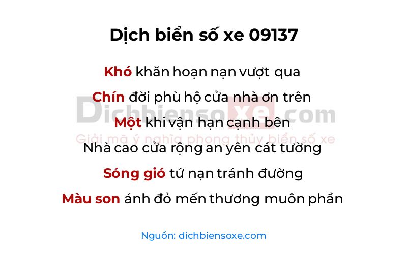 Dịch thơ biển số 09137