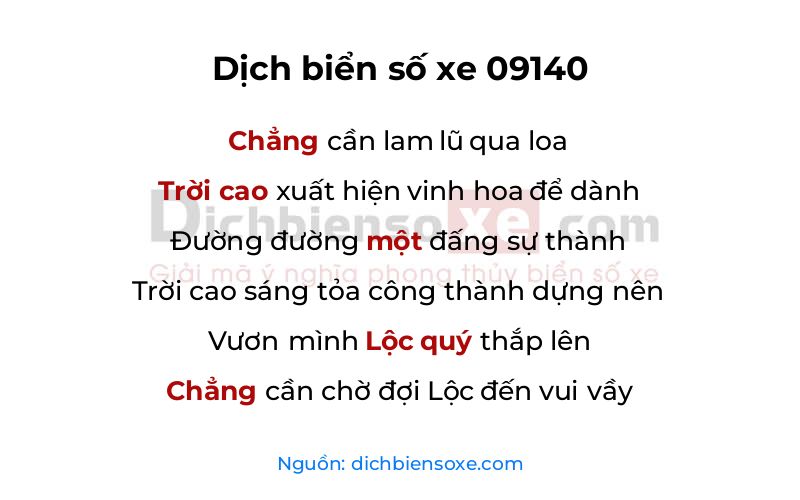 Dịch thơ biển số 09140