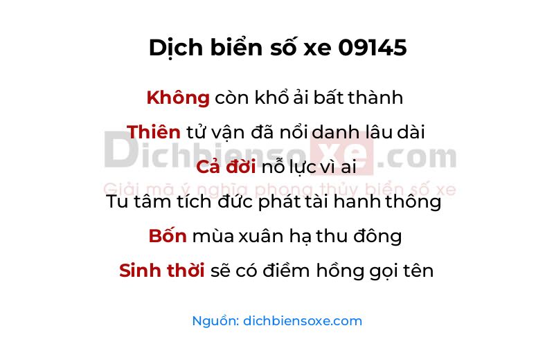 Dịch thơ biển số 09145