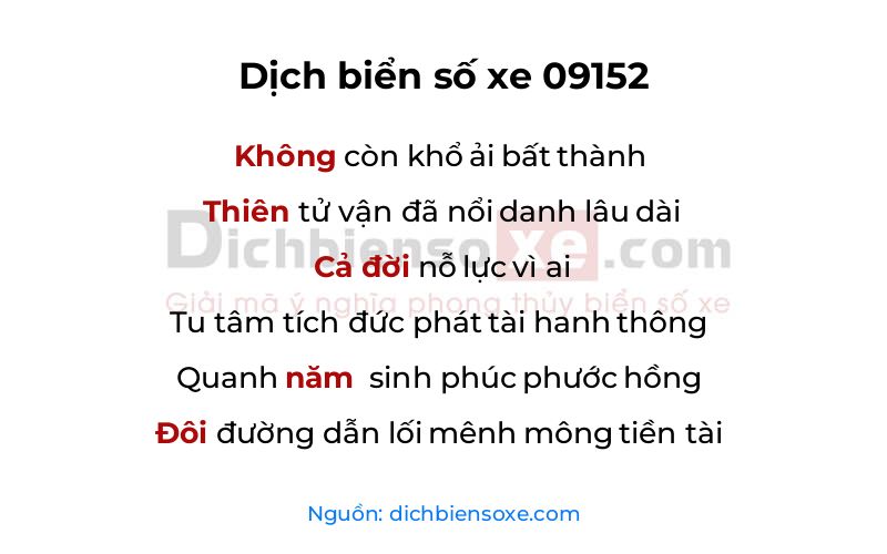 Dịch thơ biển số 09152