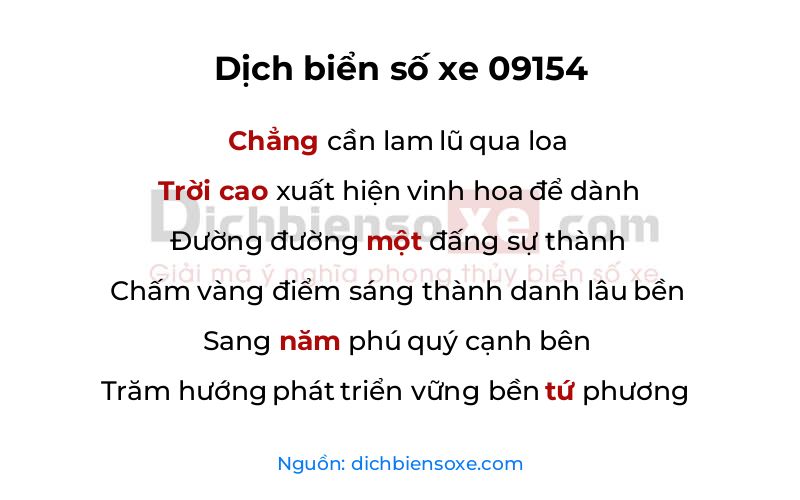 Dịch thơ biển số 09154