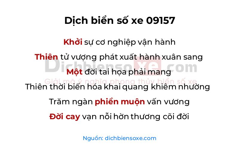 Dịch thơ biển số 09157