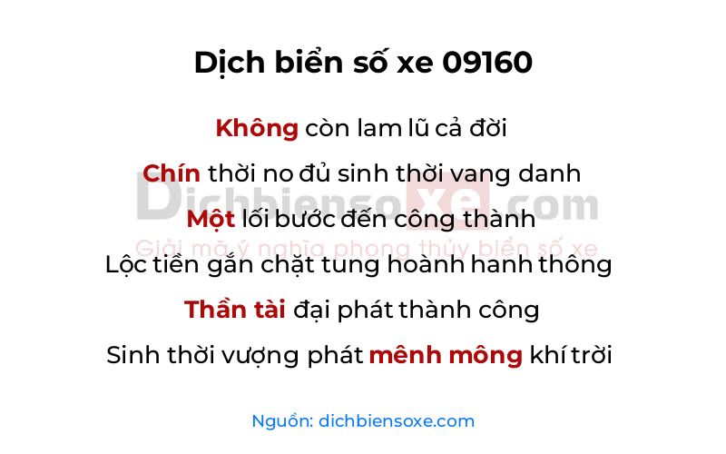 Dịch thơ biển số 09160