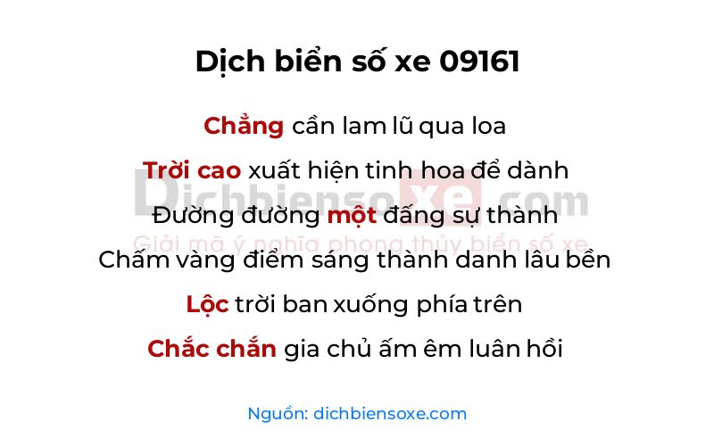 Dịch thơ biển số 09161
