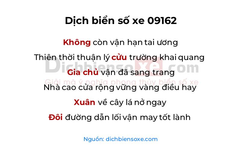 Dịch thơ biển số 09162