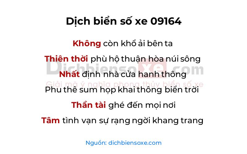 Dịch thơ biển số 09164
