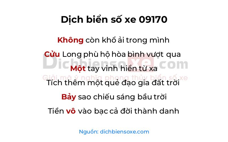 Dịch thơ biển số 09170