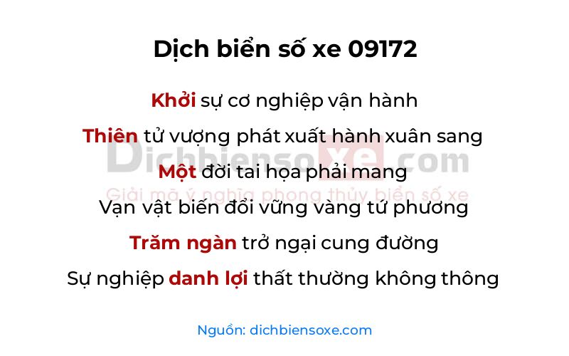 Dịch thơ biển số 09172