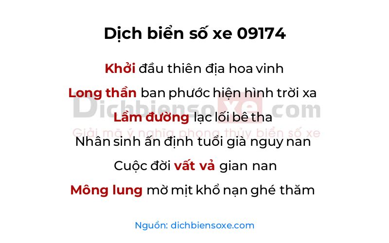 Dịch thơ biển số 09174