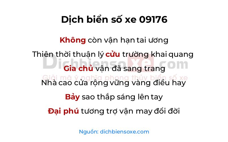 Dịch thơ biển số 09176