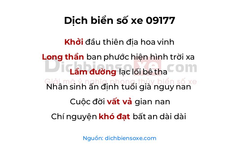 Dịch thơ biển số 09177