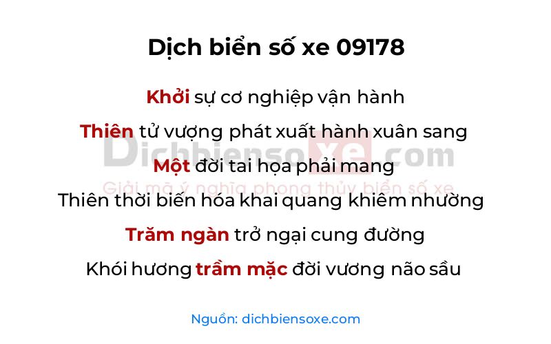 Dịch thơ biển số 09178