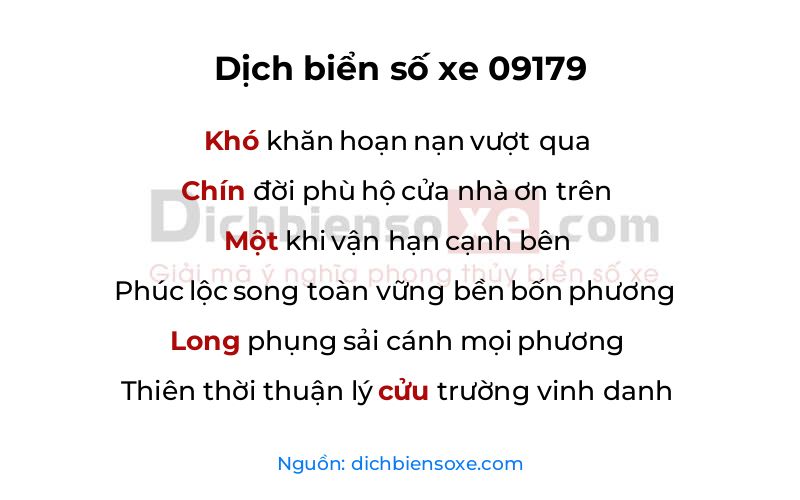 Dịch thơ biển số 09179