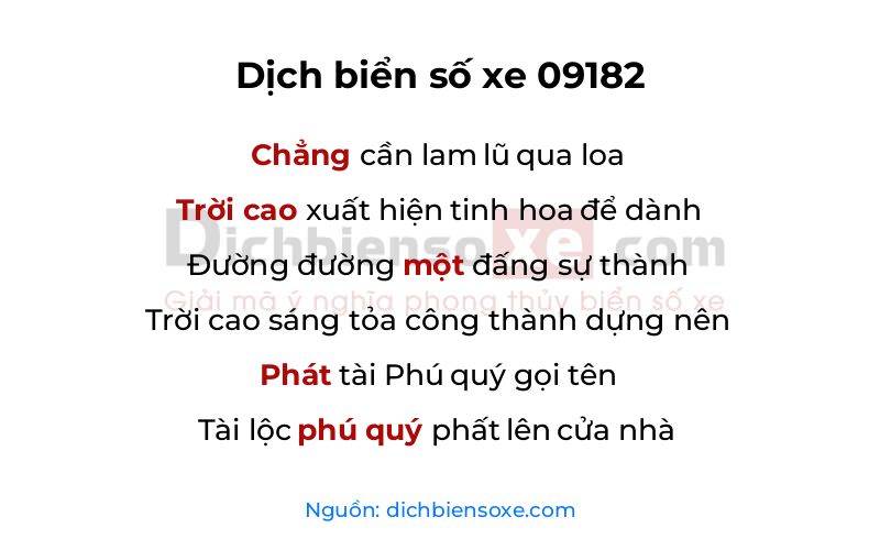 Dịch thơ biển số 09182