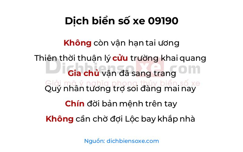 Dịch thơ biển số 09190