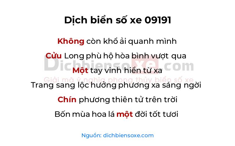Dịch thơ biển số 09191