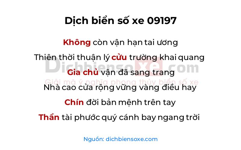 Dịch thơ biển số 09197