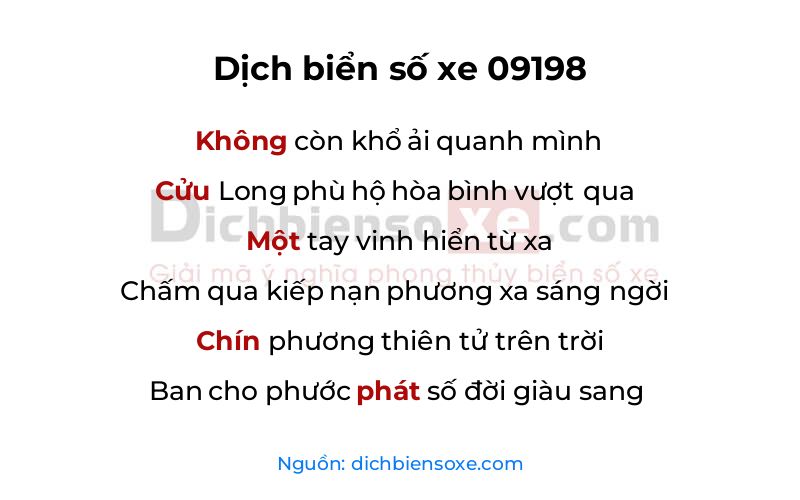 Dịch thơ biển số 09198