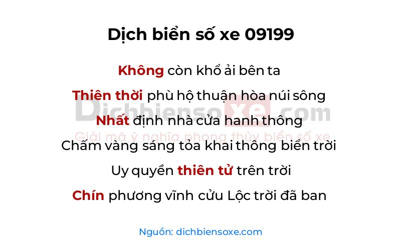 Dịch thơ biển số 09199