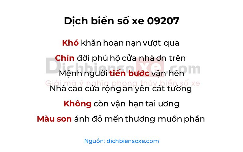 Dịch thơ biển số 09207