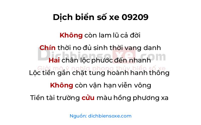 Dịch thơ biển số 09209