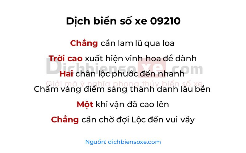 Dịch thơ biển số 09210
