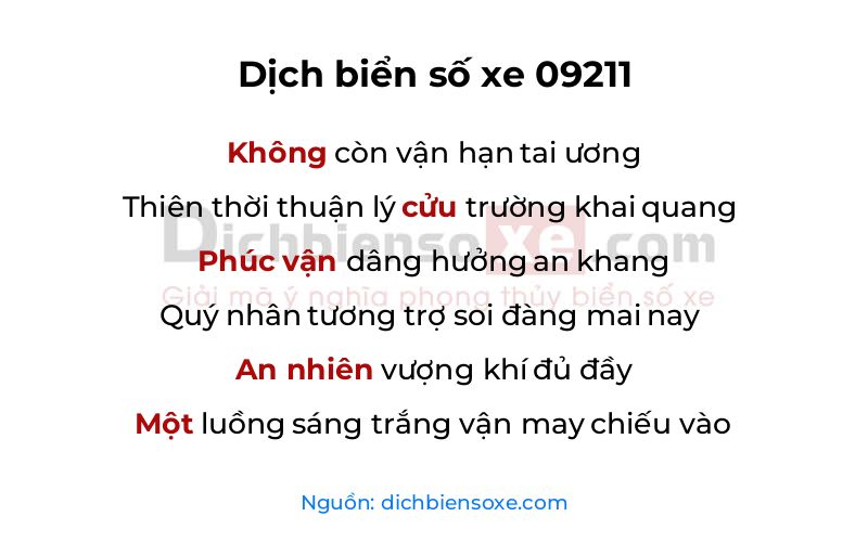 Dịch thơ biển số 09211