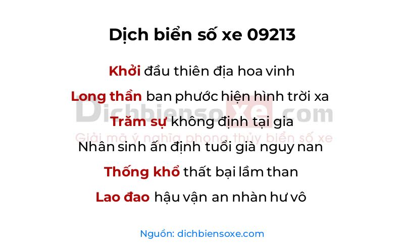 Dịch thơ biển số 09213