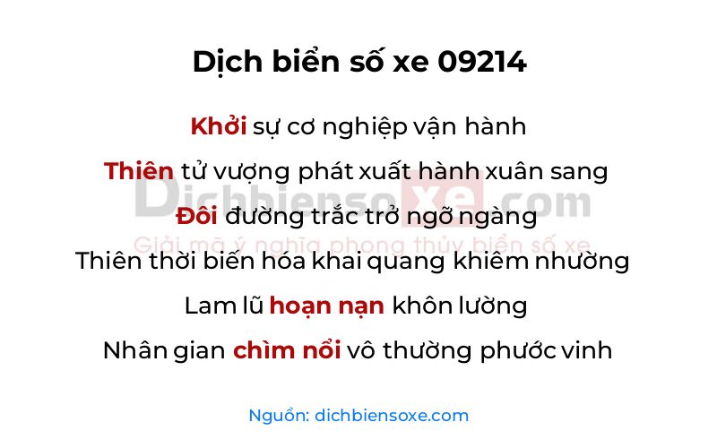 Dịch thơ biển số 09214