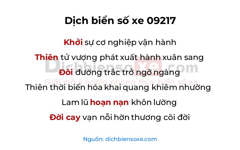Dịch thơ biển số 09217