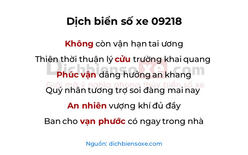 Dịch thơ biển số 09218
