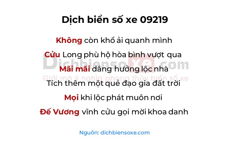 Dịch thơ biển số 09219