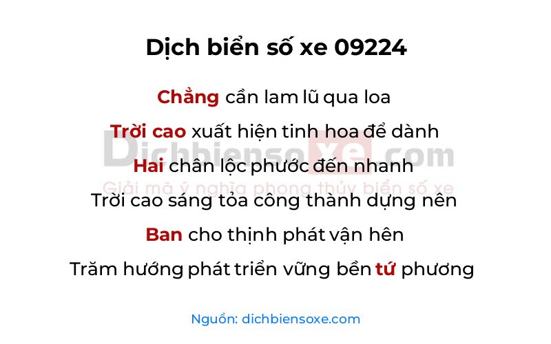 Dịch thơ biển số 09224
