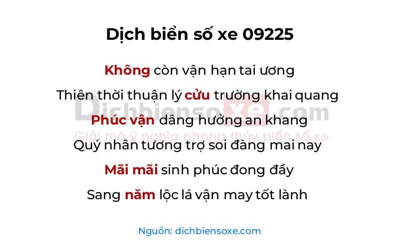 Dịch thơ biển số 09225