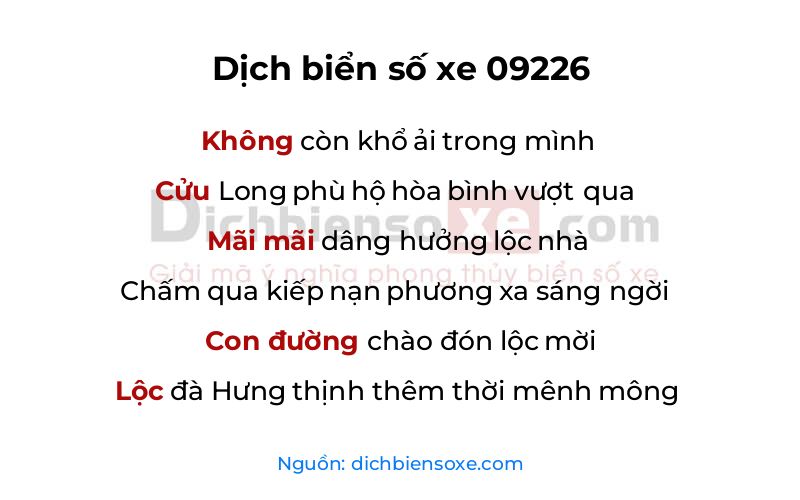 Dịch thơ biển số 09226