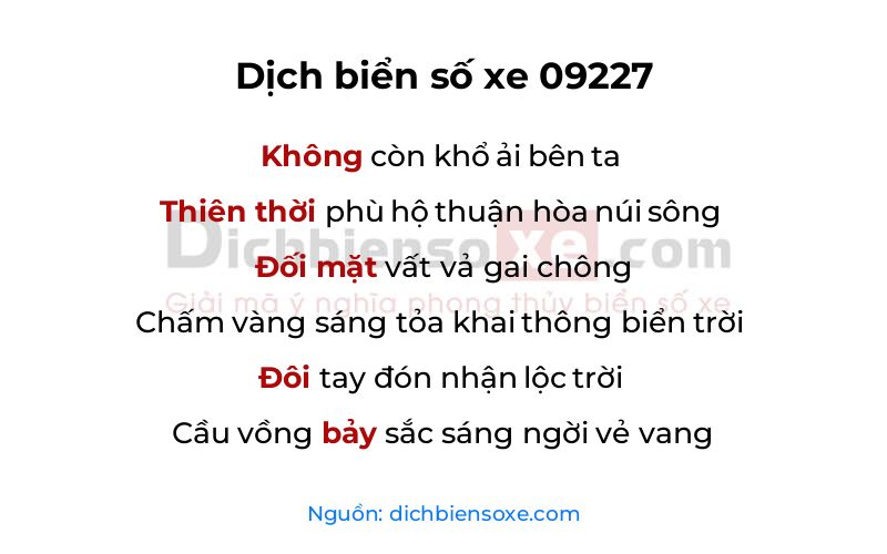Dịch thơ biển số 09227