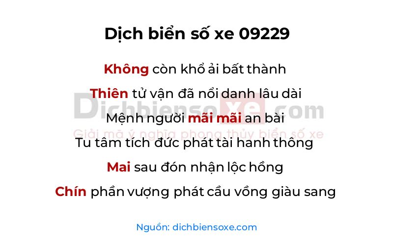Dịch thơ biển số 09229