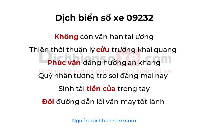 Dịch thơ biển số 09232