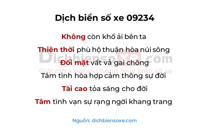 Dịch thơ biển số 09234
