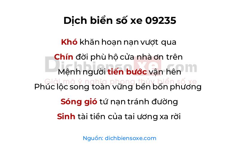 Dịch thơ biển số 09235