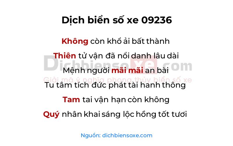 Dịch thơ biển số 09236