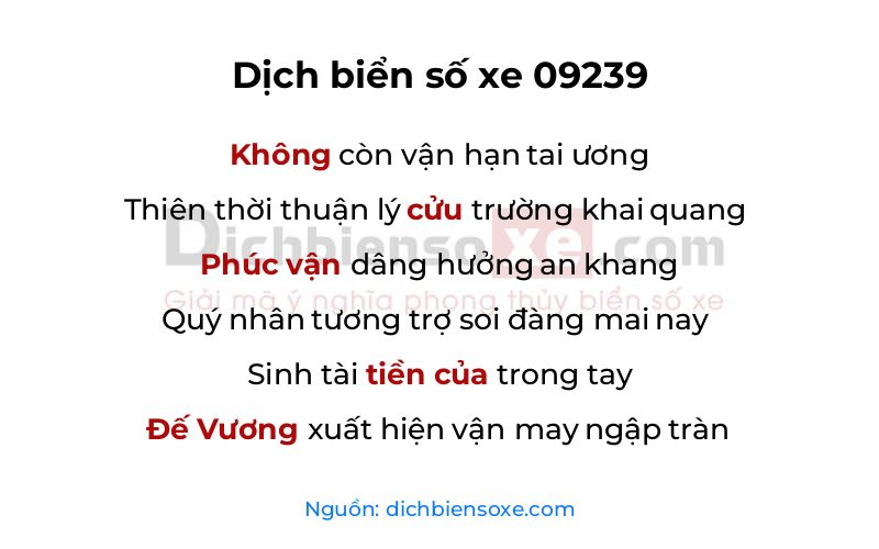 Dịch thơ biển số 09239