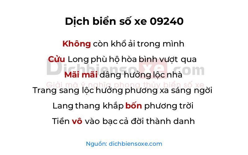 Dịch thơ biển số 09240