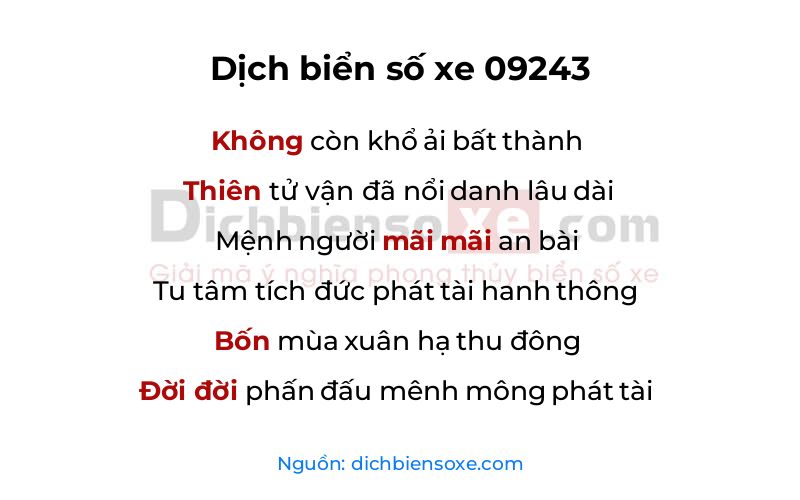 Dịch thơ biển số 09243