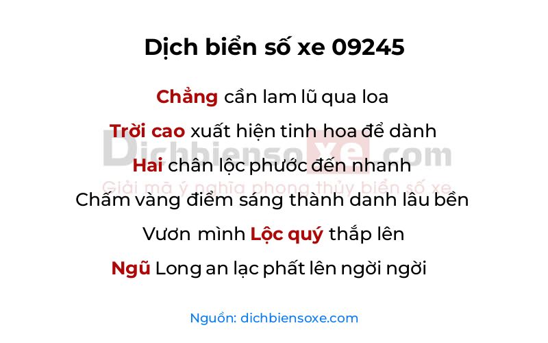 Dịch thơ biển số 09245