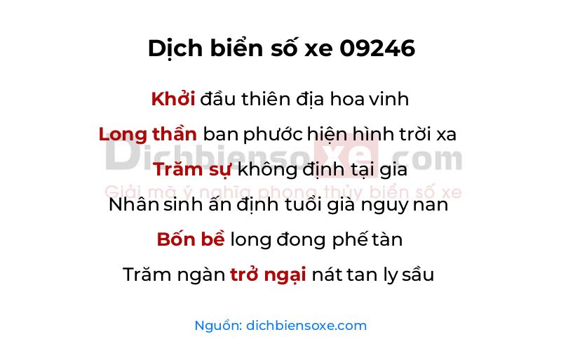 Dịch thơ biển số 09246