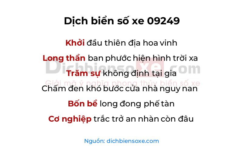 Dịch thơ biển số 09249