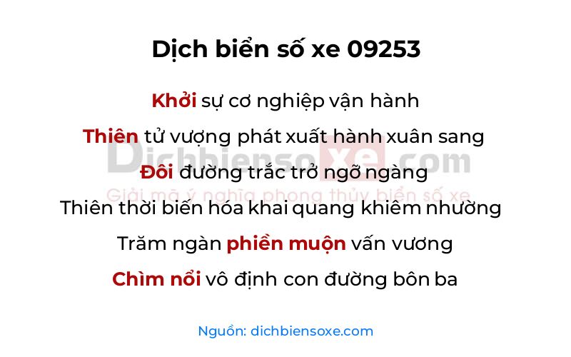 Dịch thơ biển số 09253